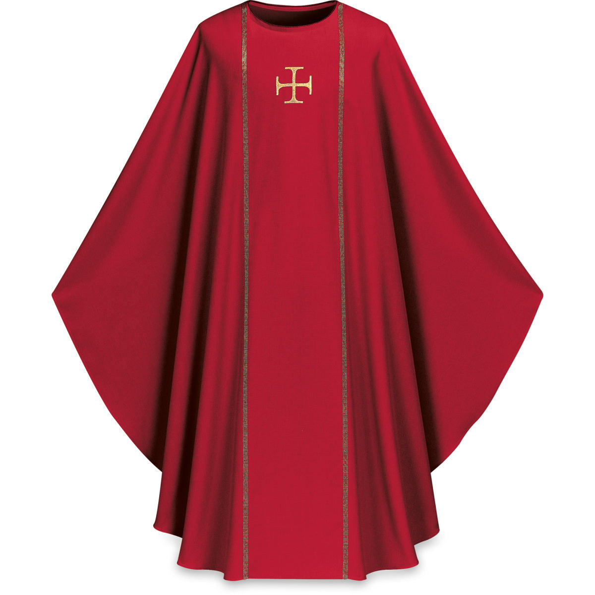 #3576 Gold Cross with Galoon Gothic Chasuble | Plain Neck | 100% Poly | All Colors