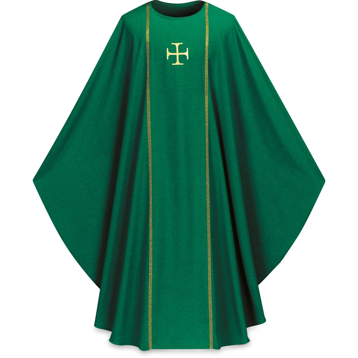 #3576 Gold Cross with Galoon Gothic Chasuble | Plain Neck | 100% Poly | All Colors