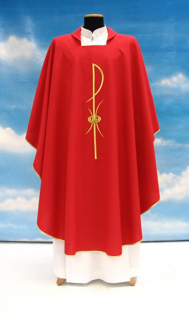 #1205 Chi Rho Chasuble | Square Collar | 100% Poly | All Colors | Buy 4 Get 1 Free!
