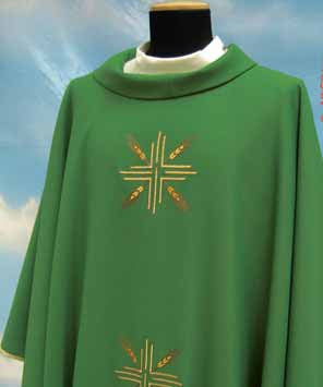 #404 Cross & Wheat Chasuble | Roll Collar | Wool/Poly | All Colors