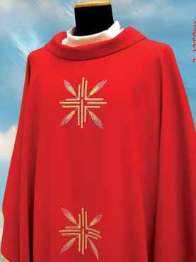 #404 Cross & Wheat Chasuble | Roll Collar | Wool/Poly | All Colors