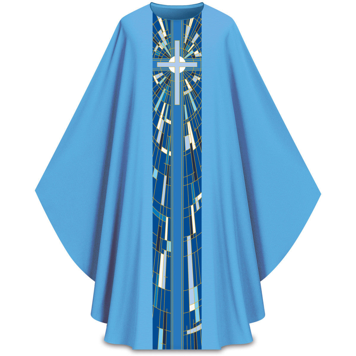 Lightweight Printed Cross Gothic Chasuble | Plain Collar | Polyester | All Colors