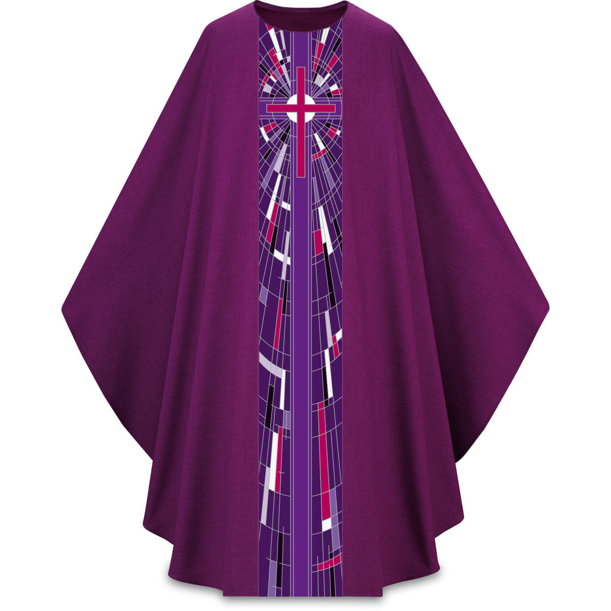 Lightweight Printed Cross Gothic Chasuble | Plain Collar | Polyester | All Colors
