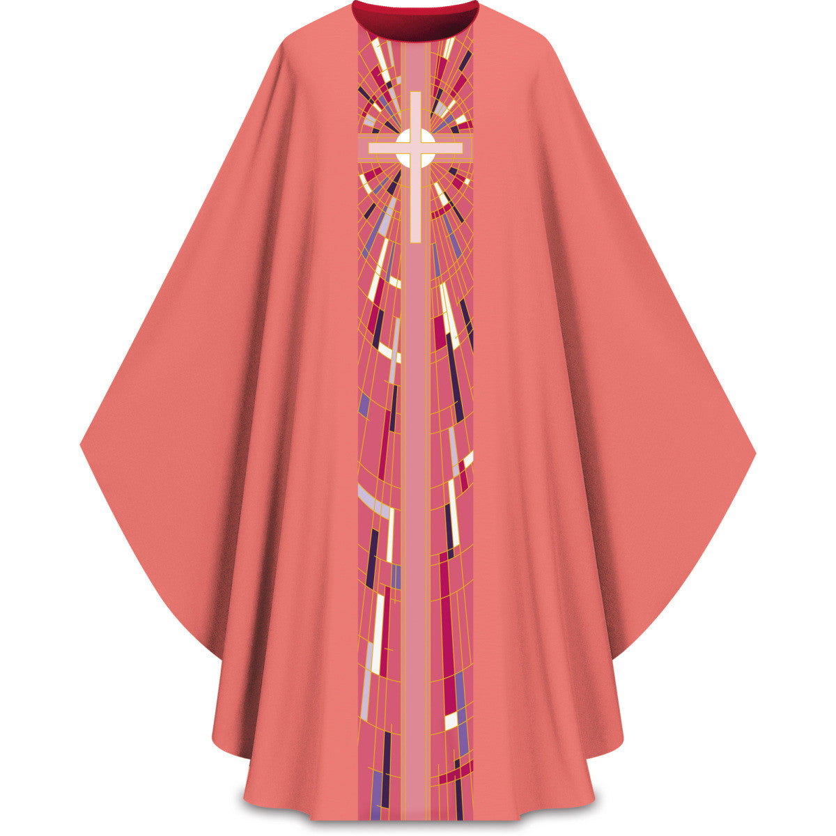 Lightweight Printed Cross Gothic Chasuble | Plain Collar | Polyester | All Colors