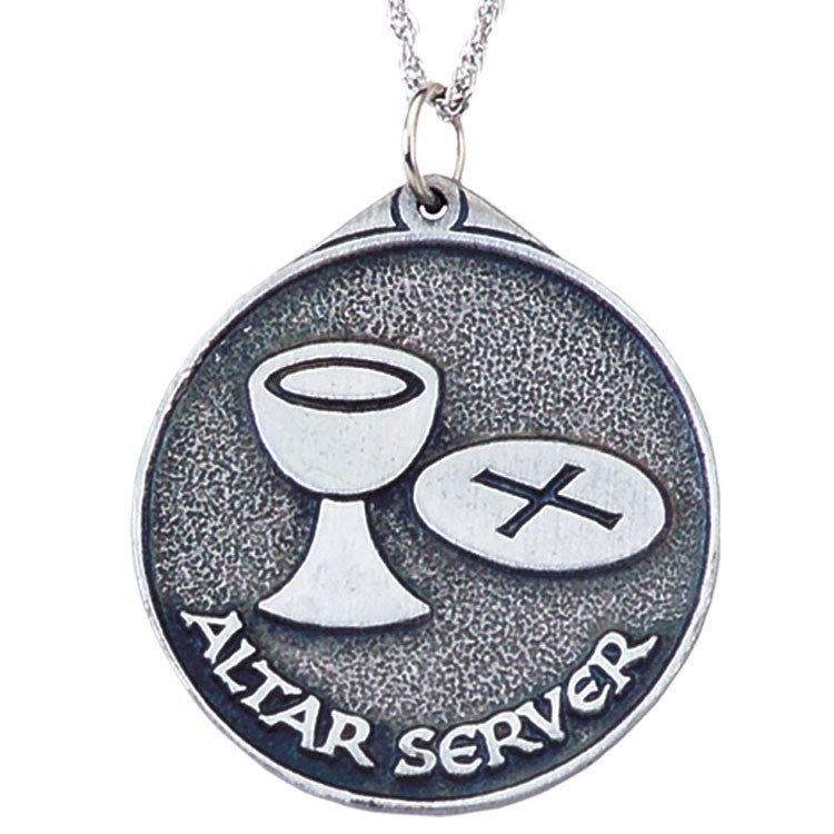 1 1/2" Pewter Altar Server Pendant | 24" Chain
