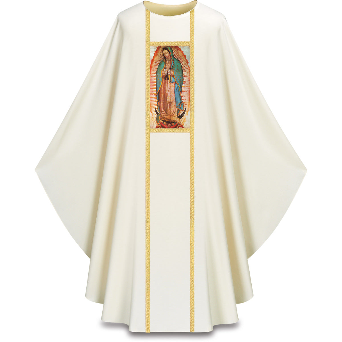 #5380 Our Lady of Guadalupe Gothic Chasuble | Plain Collar | 100% Polyester