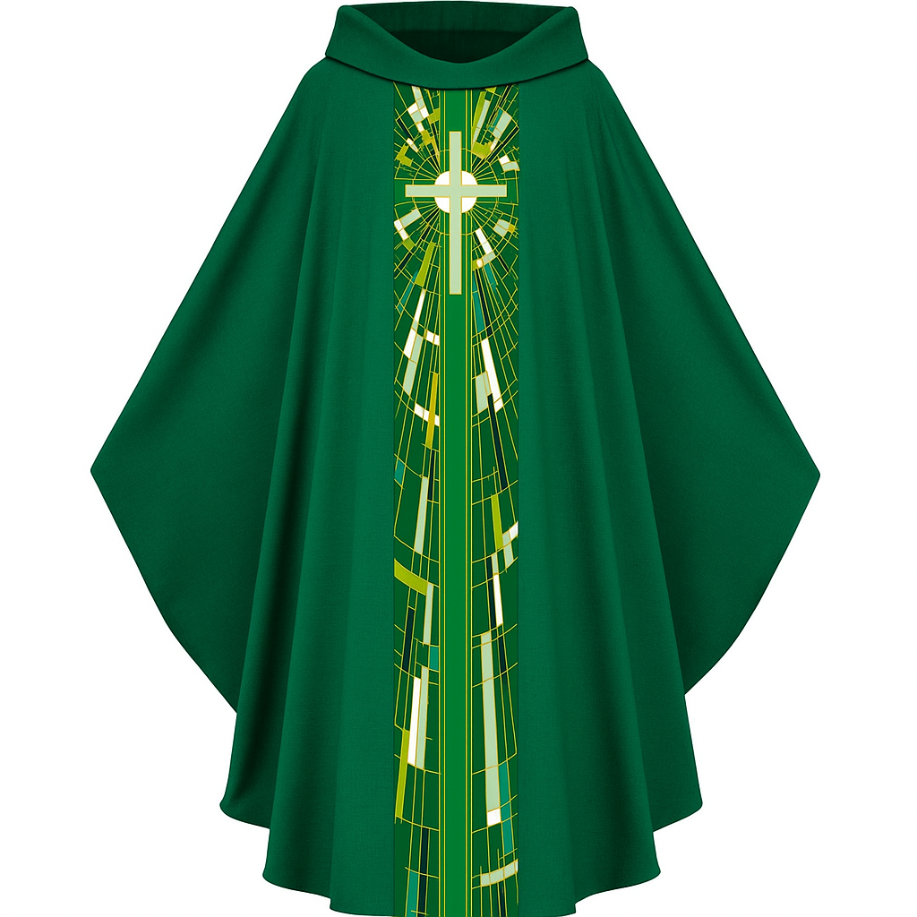 Lightweight Printed Cross Gothic Chasuble | Roll Collar | Polyester | All Colors