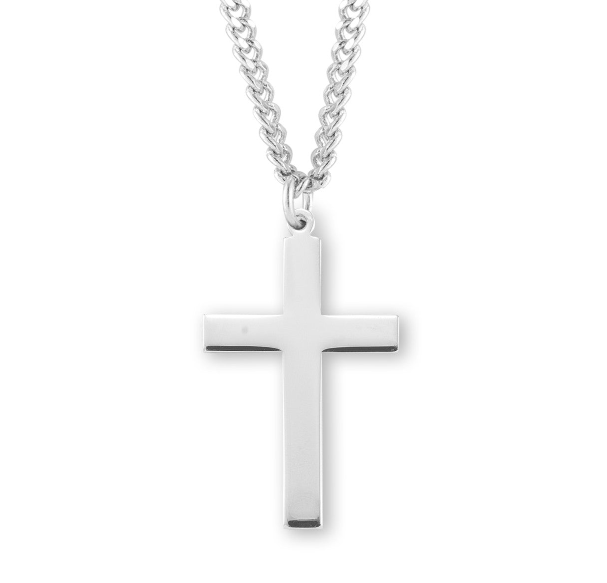 Sterling Silver Plain Cross | 24" Endless Chain