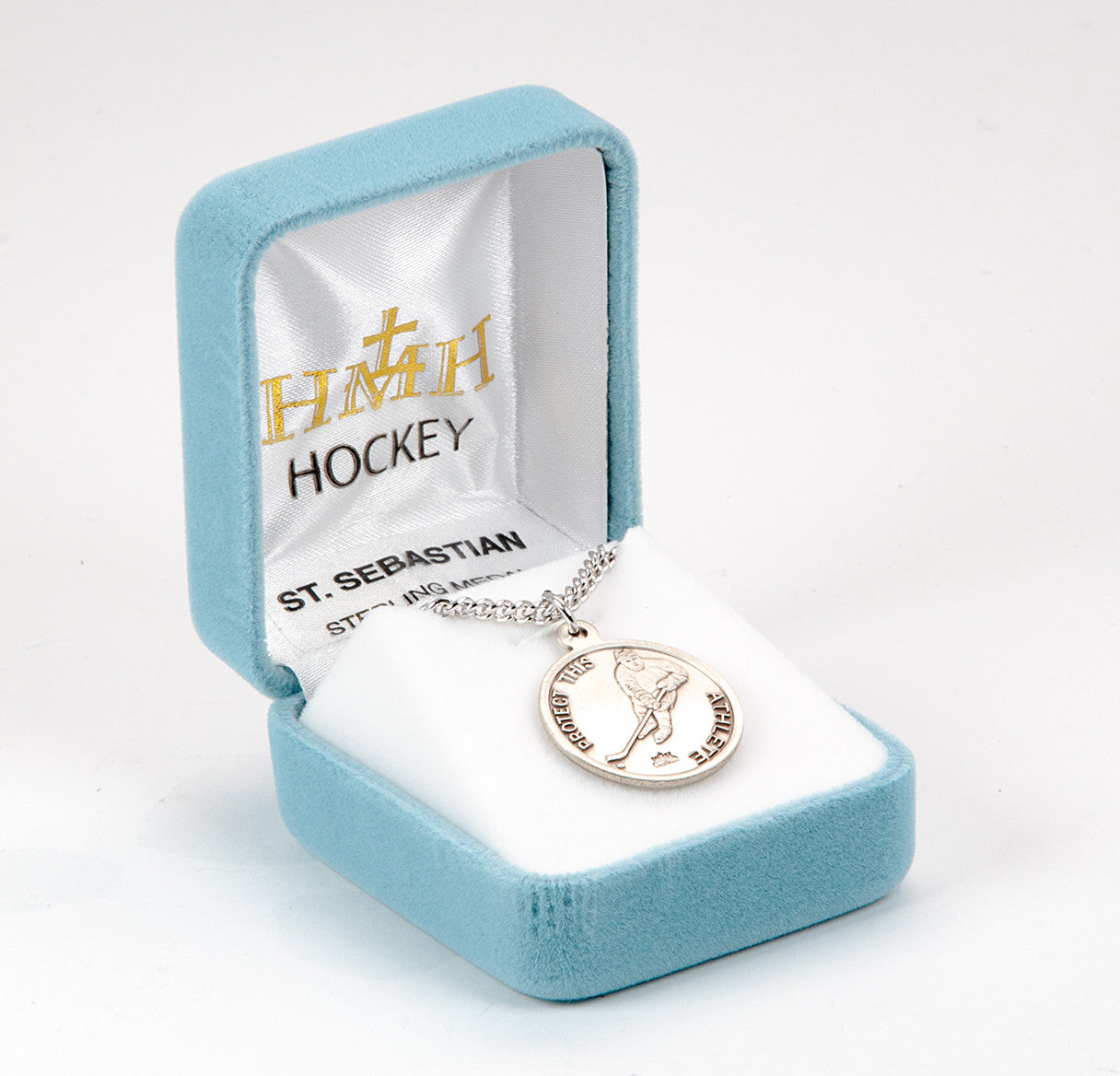 Saint Sebastian Round Sterling Silver Hockey Male Athlete Medal