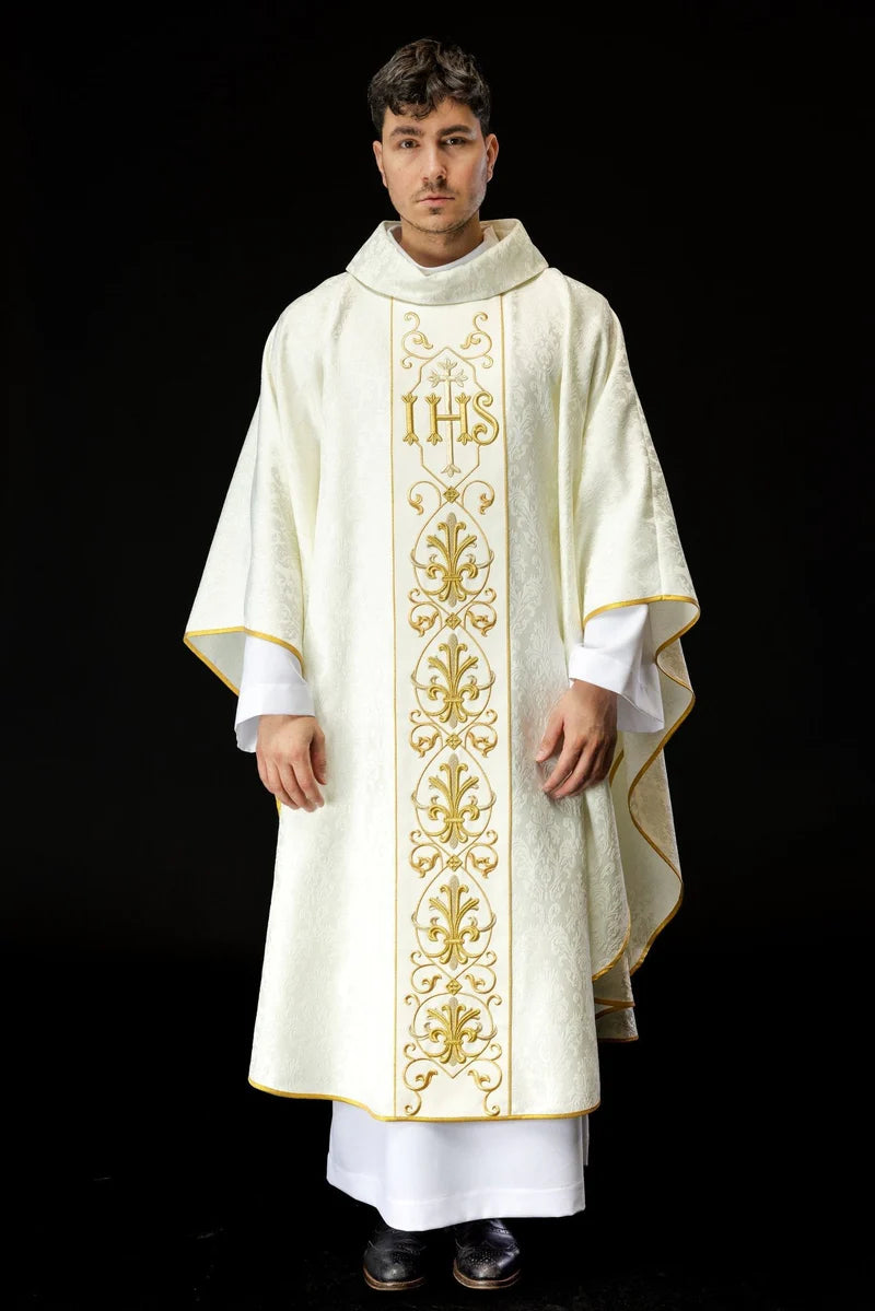 #KOR/268/02/67 Ornate IHS Chasuble, Red