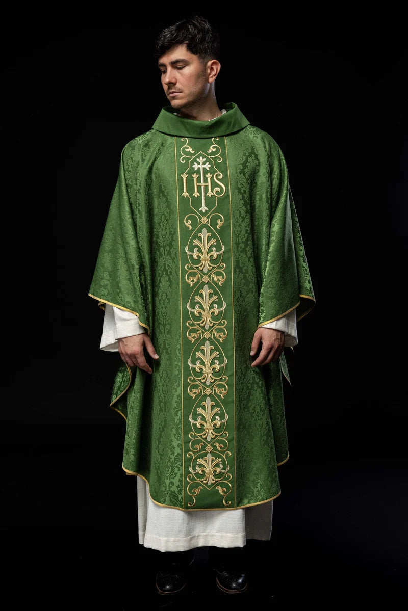 #KOR/268/02/67 Ornate IHS Chasuble, Red
