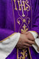 #KOR/268/02/67 Ornate IHS Chasuble, Red
