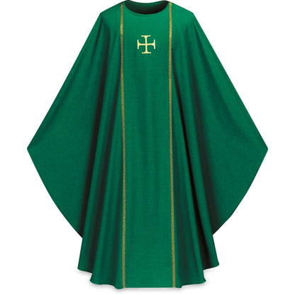#3576 Gold Cross with Galoon Gothic Chasuble | Plain Neck | 100% Poly | All Colors