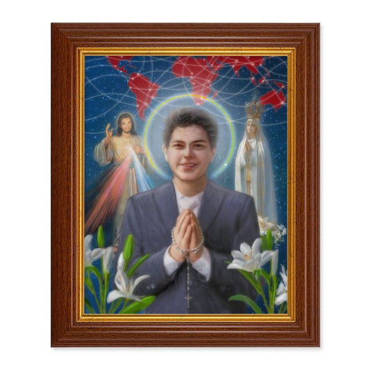 St. Carlo Acutis Dark Walnut Framed Art