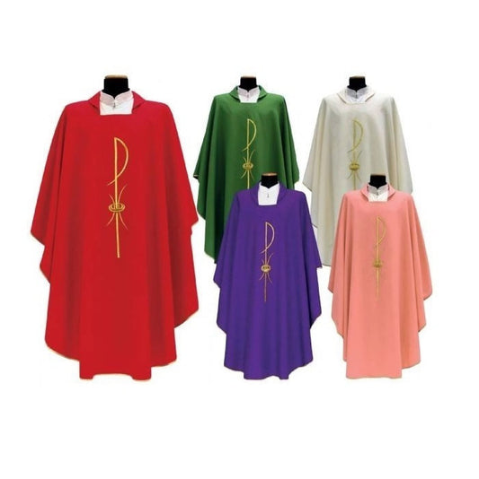 #1205 Chi Rho Chasuble | Square Collar | 100% Poly | All Colors | Buy 4 Get 1 Free!