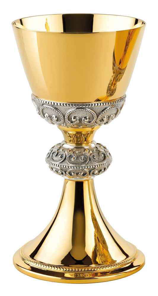 #2215 7 1/2", 13 oz. Brass Two-Tone Chalice | Gold & Silver-Plated