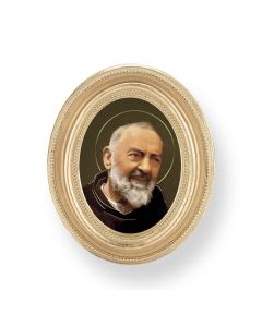 #451G-523 Padre Pio Oval Gold Frame