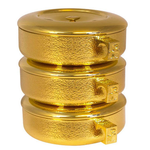 8 3/4" Stacking Ciboria Set | 24K Gold Plated | Holds 825 Hosts | Talon Texture High Polish