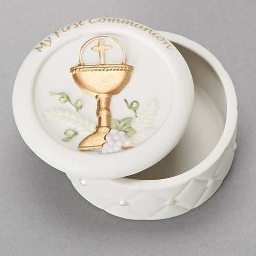 1"H Quilted Communion Keepsake Box