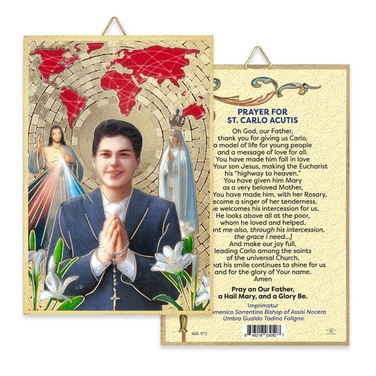 St. Carlo Acutis Gold Foil Mosaic Plaque