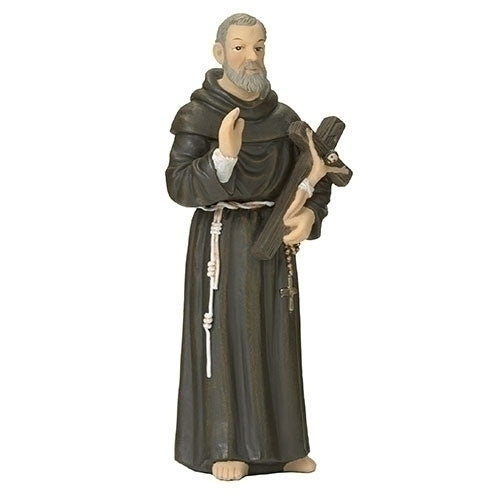4" Saint Padre Pio Figure & Prayer Card