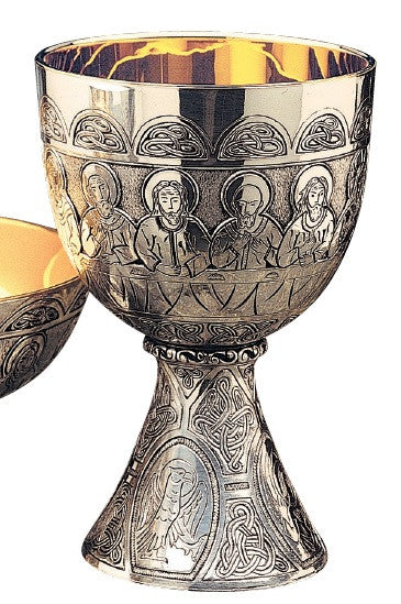 #5050 Last Supper Chalice & Scale Paten | 6 3/4", 16oz. | Multiple Finishes Available