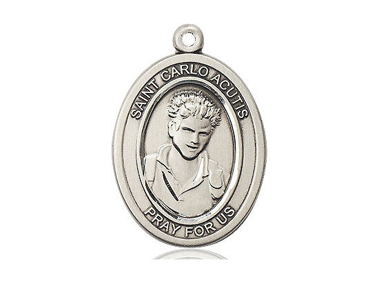 St. Carlo Acutis Oval Solid Sterling Silver Medal | Multiple Chain Lengths