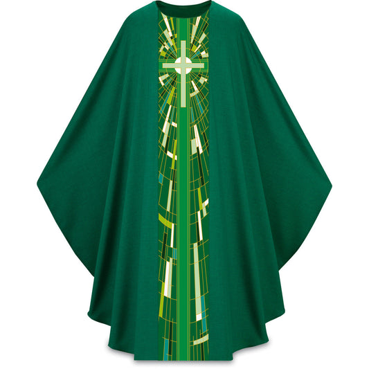 Lightweight Printed Cross Gothic Chasuble | Plain Collar | Polyester | All Colors