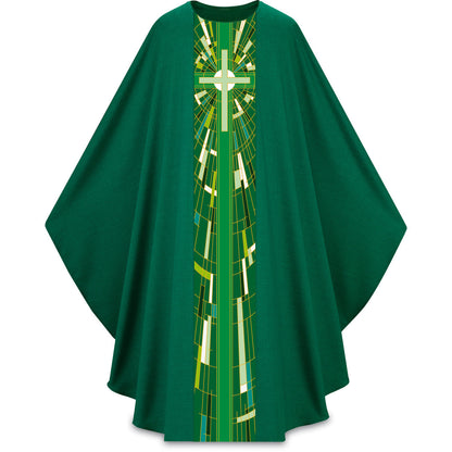 Lightweight Printed Cross Gothic Chasuble | Plain Collar | Polyester | All Colors