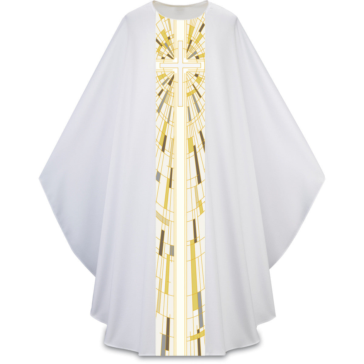 Lightweight Printed Cross Gothic Chasuble | Plain Collar | Polyester | All Colors