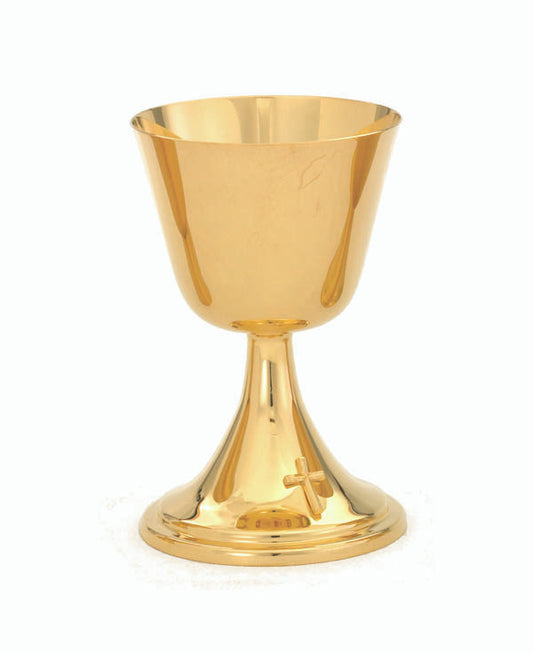 6 3/4" 14oz. Communion Cup | 24K Gold Plated | Smooth Finish with Cross