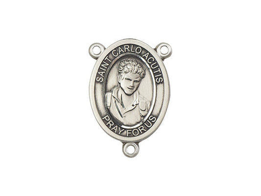 St. Carlo Acutis Solid Sterling Silver Rosary Center