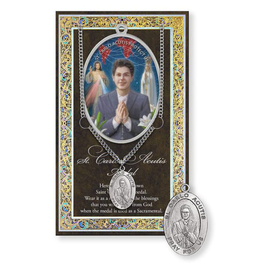 St Carlo Acutis Pewter Medal on Chain