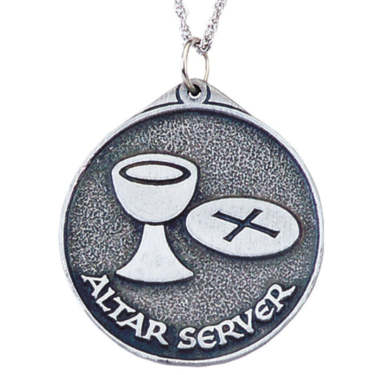 1 1/2" Pewter Altar Server Pendant | 24" Chain