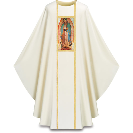 #5380 Our Lady of Guadalupe Gothic Chasuble | Plain Collar | 100% Polyester