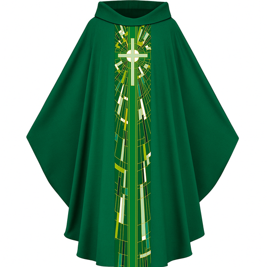 Lightweight Printed Cross Gothic Chasuble | Roll Collar | Polyester | All Colors