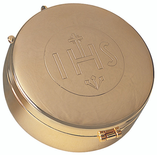 K81 IHS Engraved Hospital Pyx | 24K Gold-Plated | Holds 75 Hosts