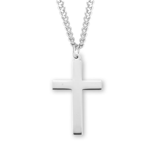 Sterling Silver Plain Cross | 24" Endless Chain