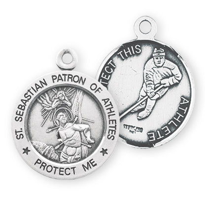 Saint Sebastian Round Sterling Silver Hockey Male Athlete Medal