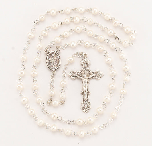 White Freshwater Pearl Rosary | 5mm Beads