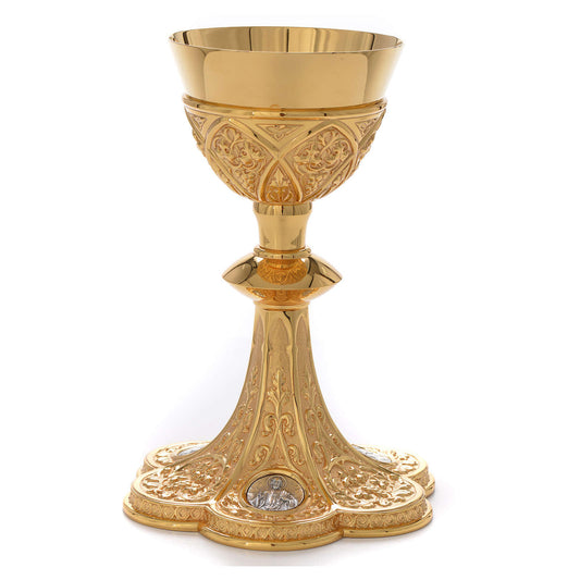 #5060 Medallion Chalice & Paten | 8", 12oz. | Multiple Finishes Available