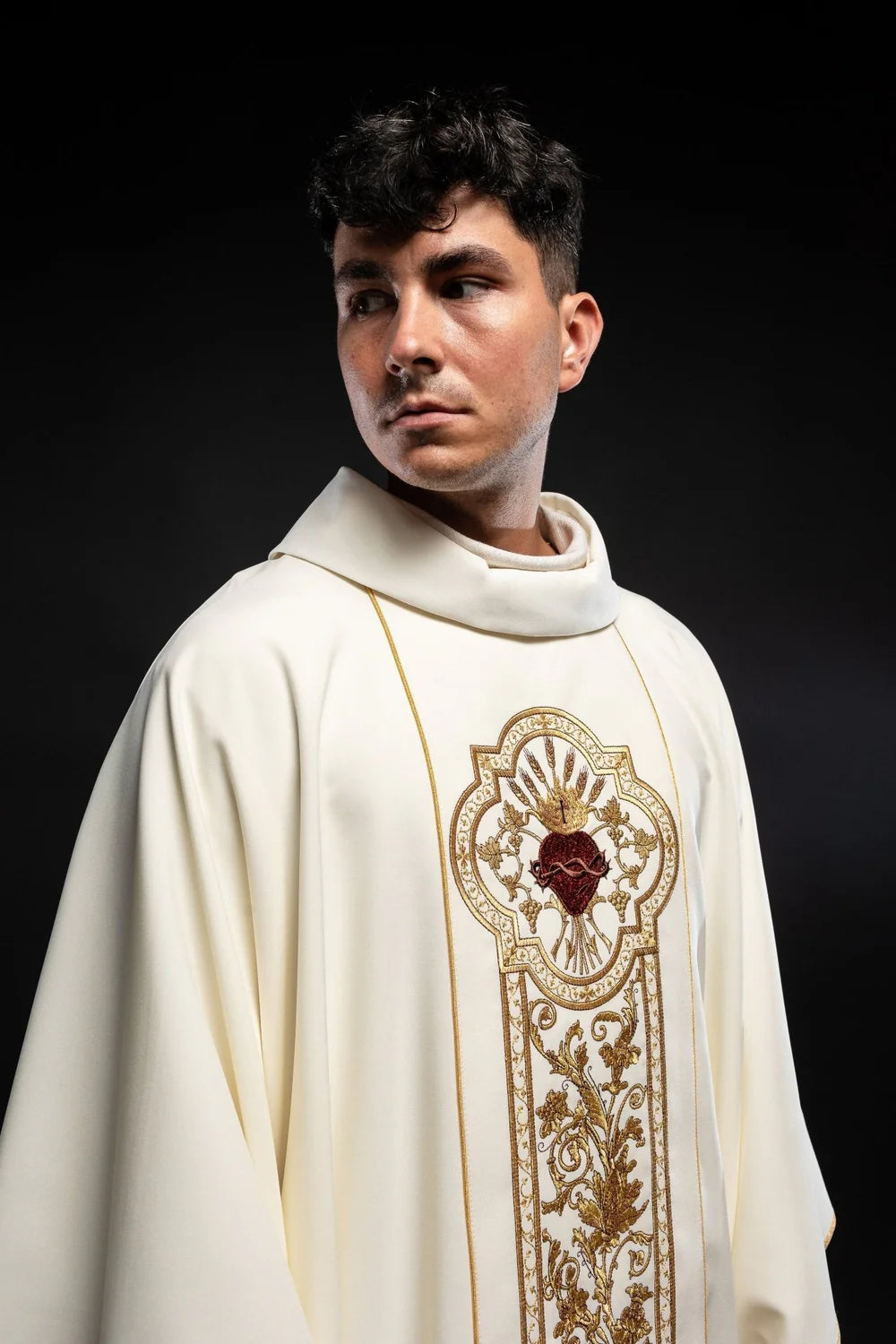 Sacred Heart of Jesus Embroidered Chasuble | Roll Collar | 100% Polyester | All Colors