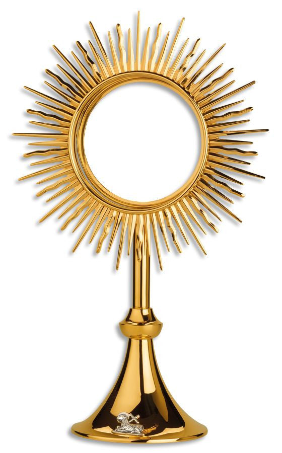 #5540-A Large Paschal Lamb Monstrance | 24K Gold-Plated | Handmade In Spain | Holds 5-3/4" Host